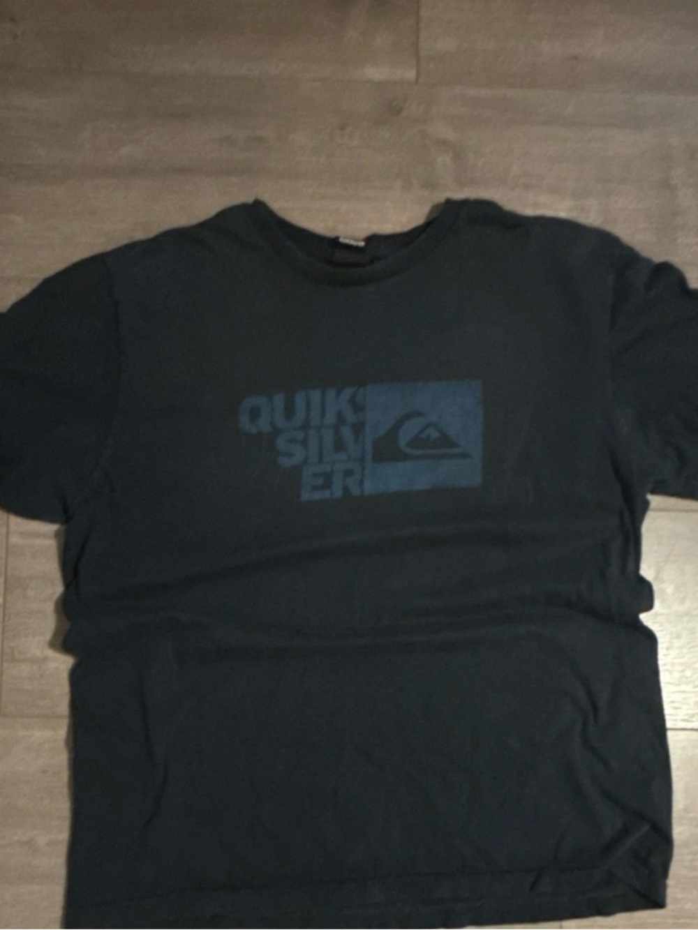 Quiksilver Black Short Sleeve Tee with Blue Logo Block